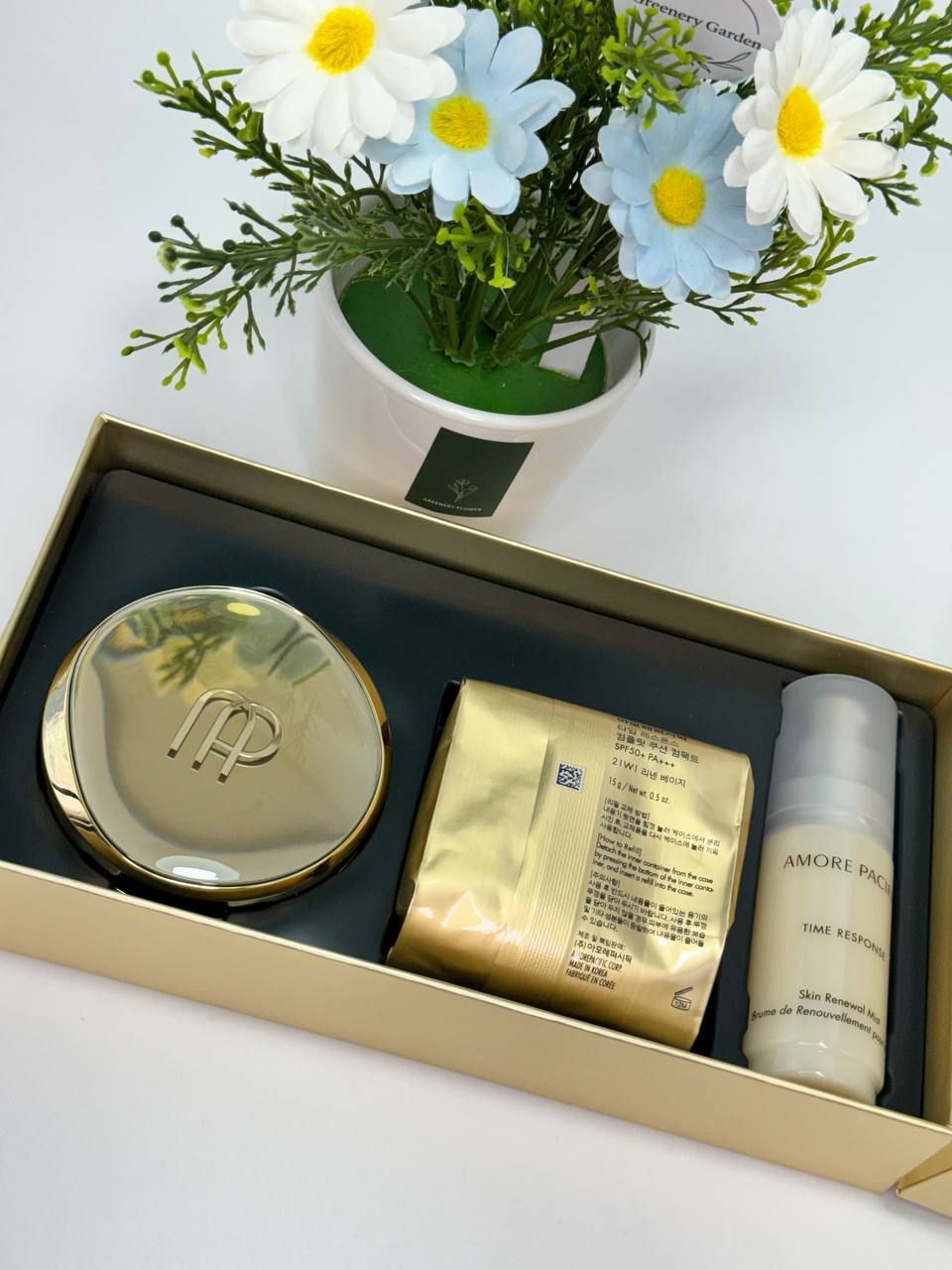 TIME RESPONSE Complete Cushion Compact Set SPF50+ PA+++ 21W1 Linen Beige (вес 330 гр)