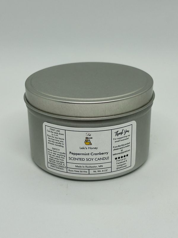 Peppermint Cranberry 8oz Candle