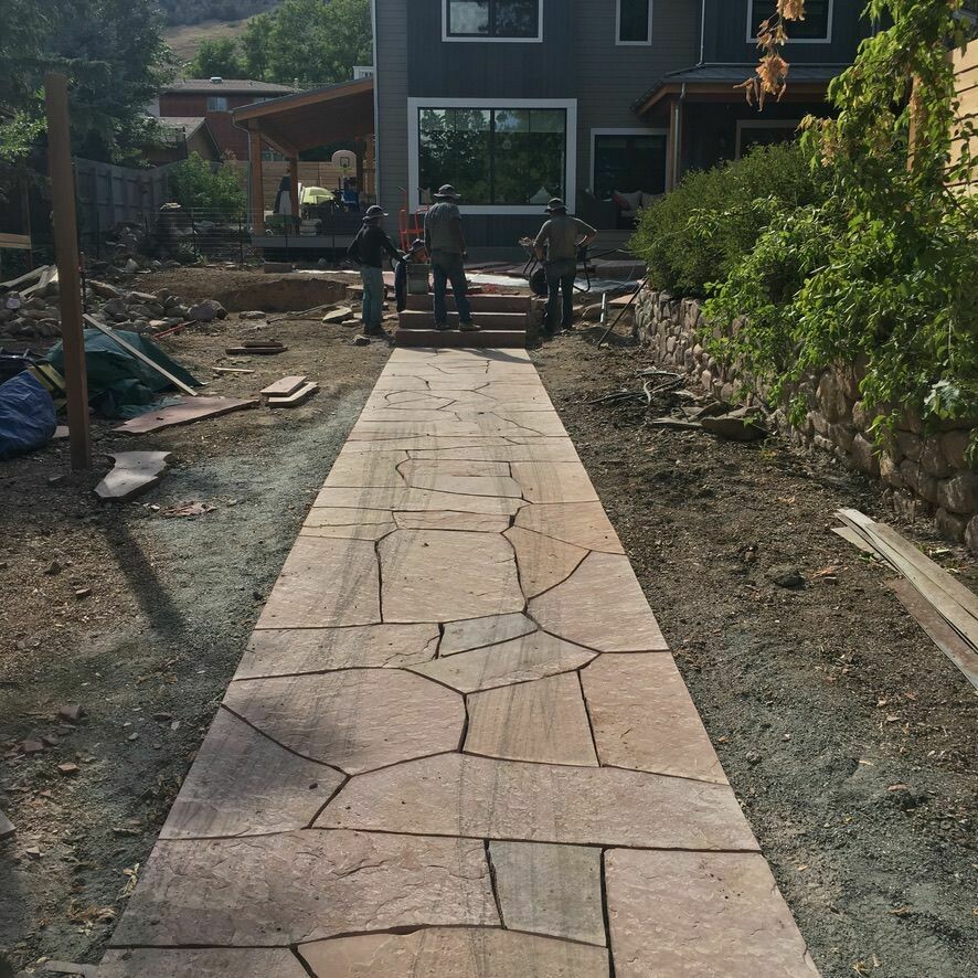 Arizona Buff Dimensional Cut Flagstone Walkway Arizona Buff Dimensional Cut Flagstone Walkway