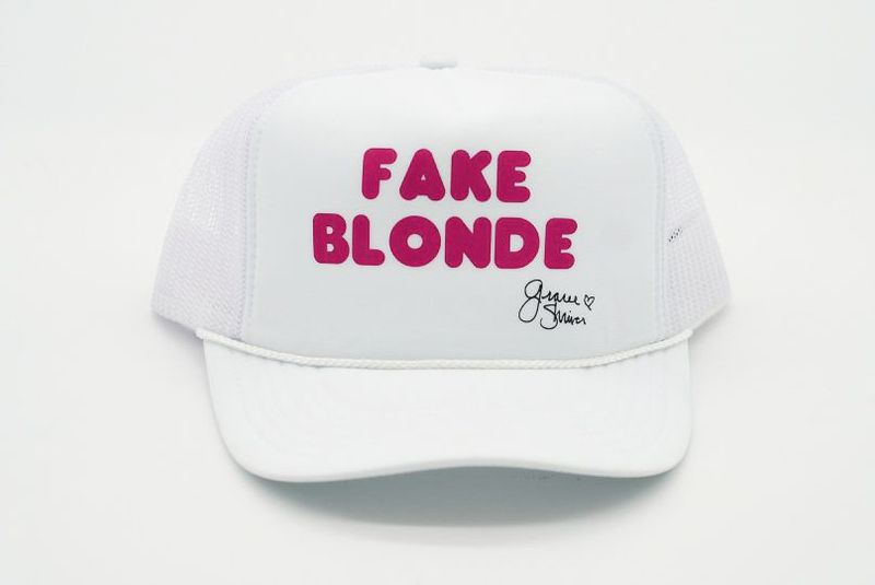 'Fake Blonde' White Trucker Hat
