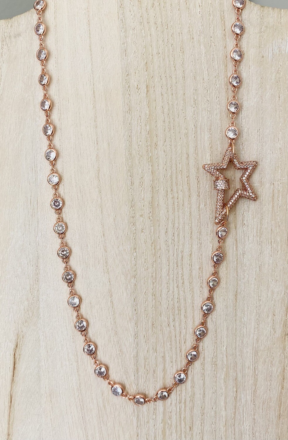 18&quot; Rose Gold Crystal Chain with CZ Pave Star