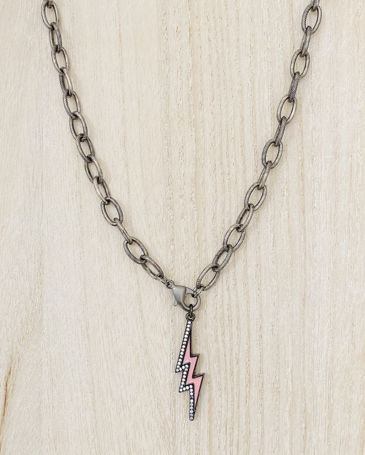 Antique Silver Chain with Enamel Lighting Necklace