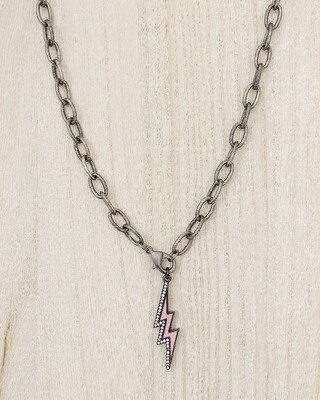 Antique Silver Chain with Enamel Lighting Necklace
