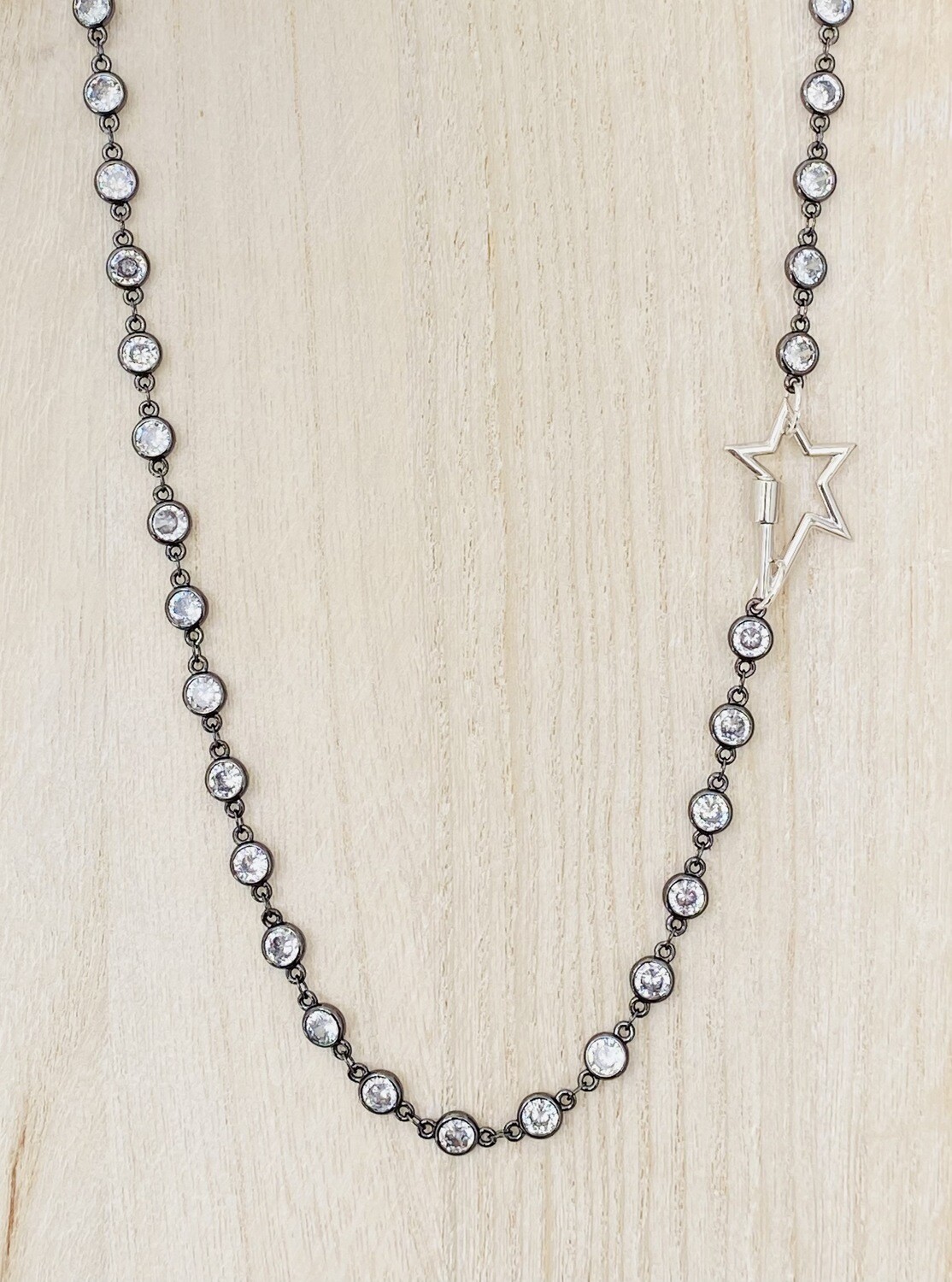 Black Crystal Chain - Silver Star