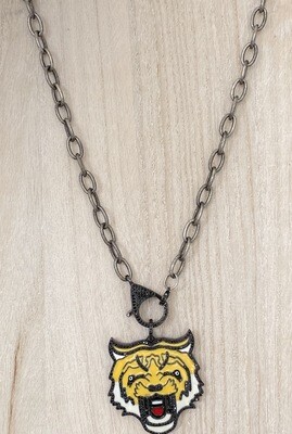 Tiger CZ Pave Enamel Necklace