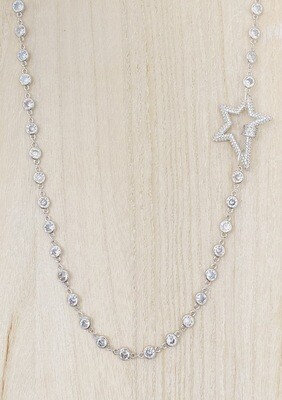 Silver Crystal Chain &amp; CZ Pave Star Clasp