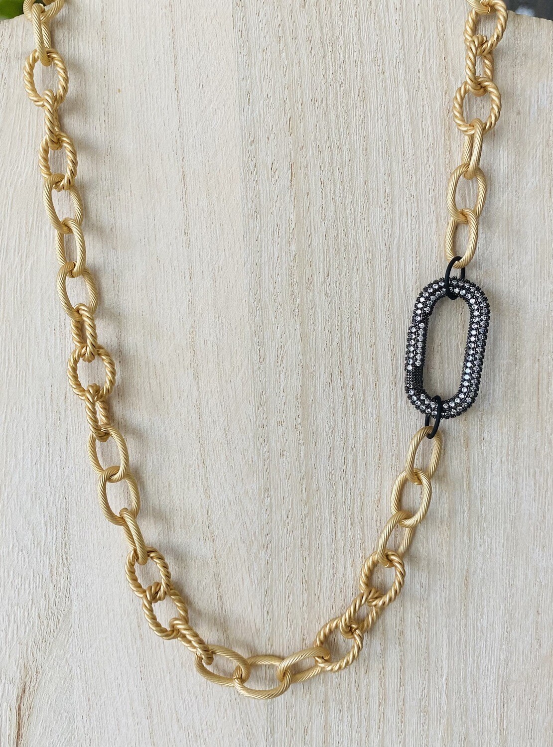 Matte Gold Chain with Black &amp; Clear Clasp