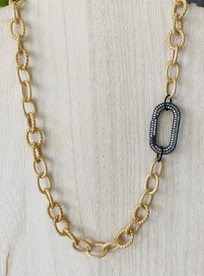 Matte Gold Chain with Black &amp; Clear Clasp