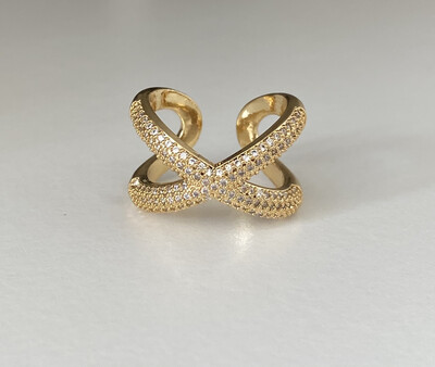 Pave Colorful CZ X Ring