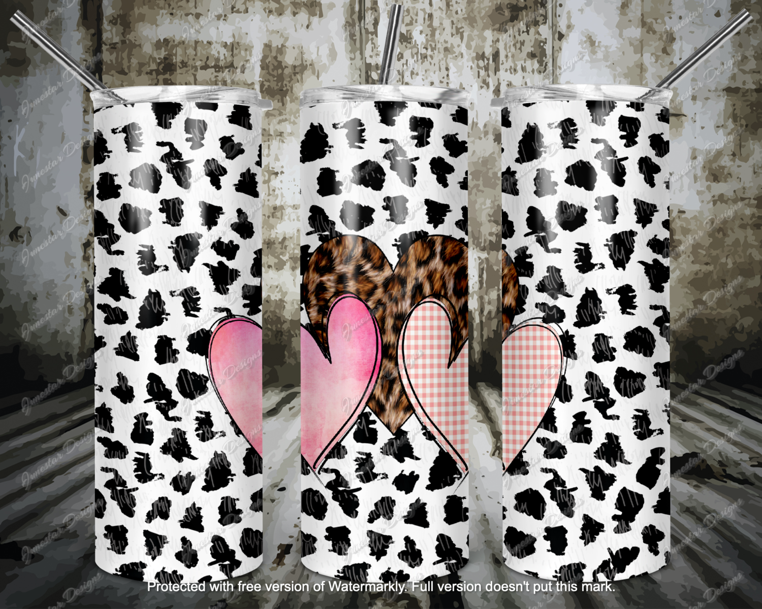 Leopard 3 hearts transfer