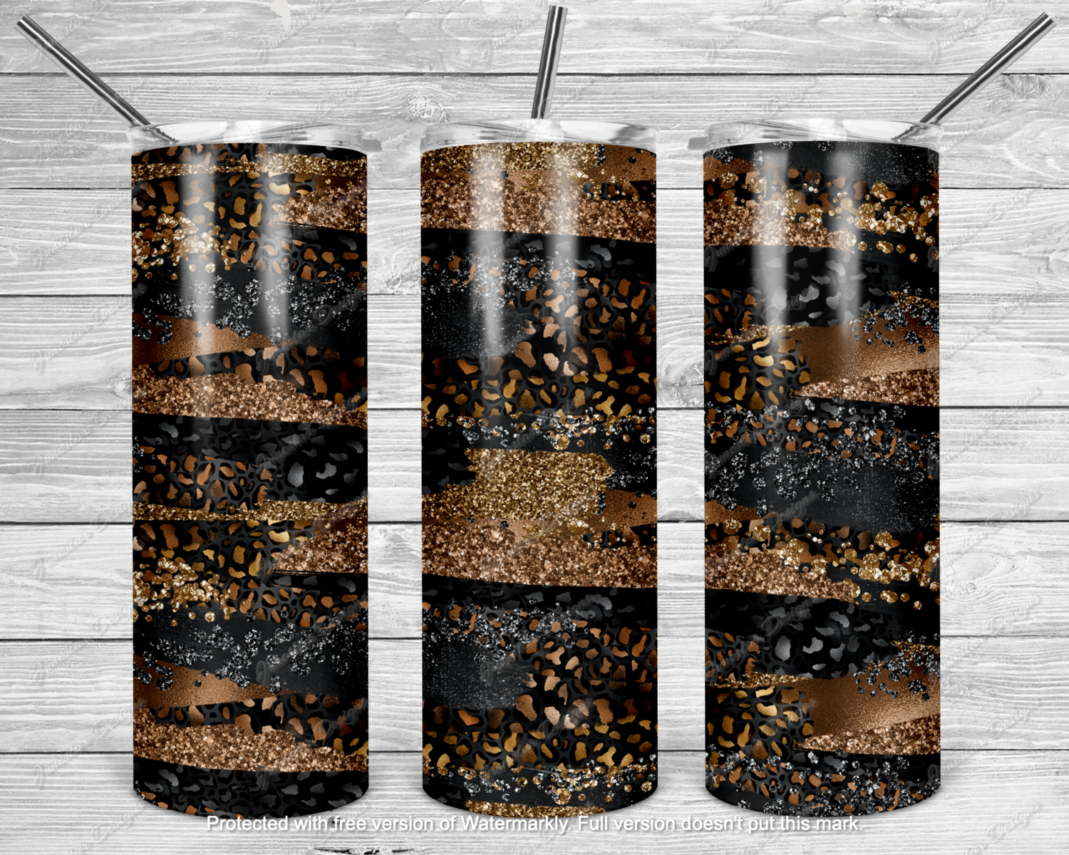Gold black and silver leopard transfer