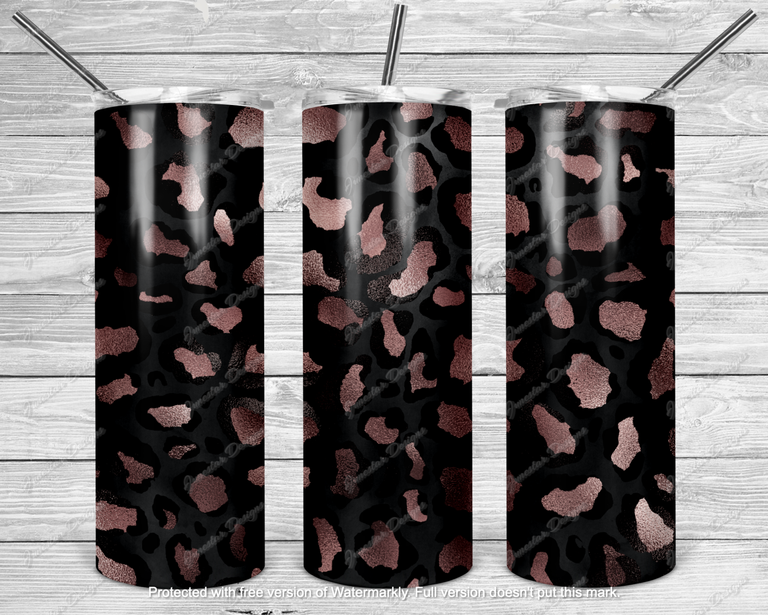 Rose gold leopard tumbler transfer