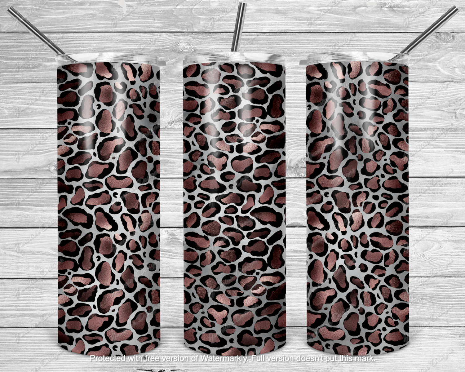 Rose and black leopard tumbler