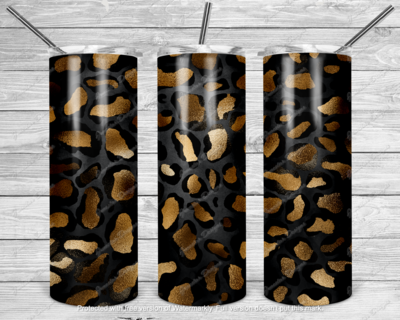 Gold &amp; Black leopard 2 tumbler