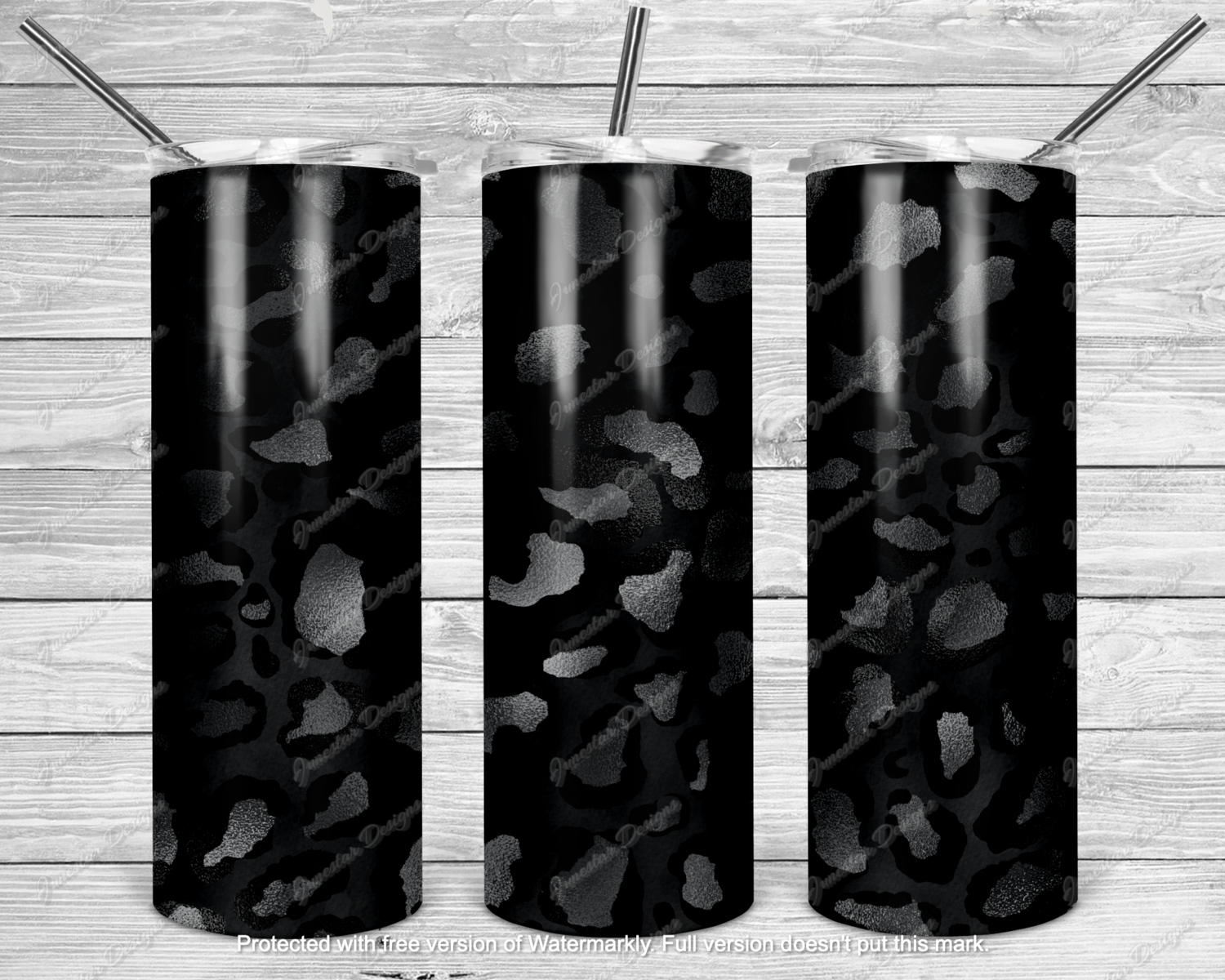 Black &amp; silver leopard tumbler transfer
