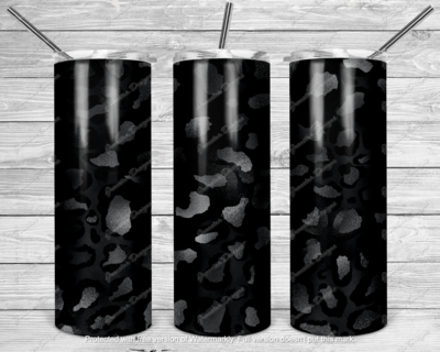 Black &amp; silver leopard tumbler transfer