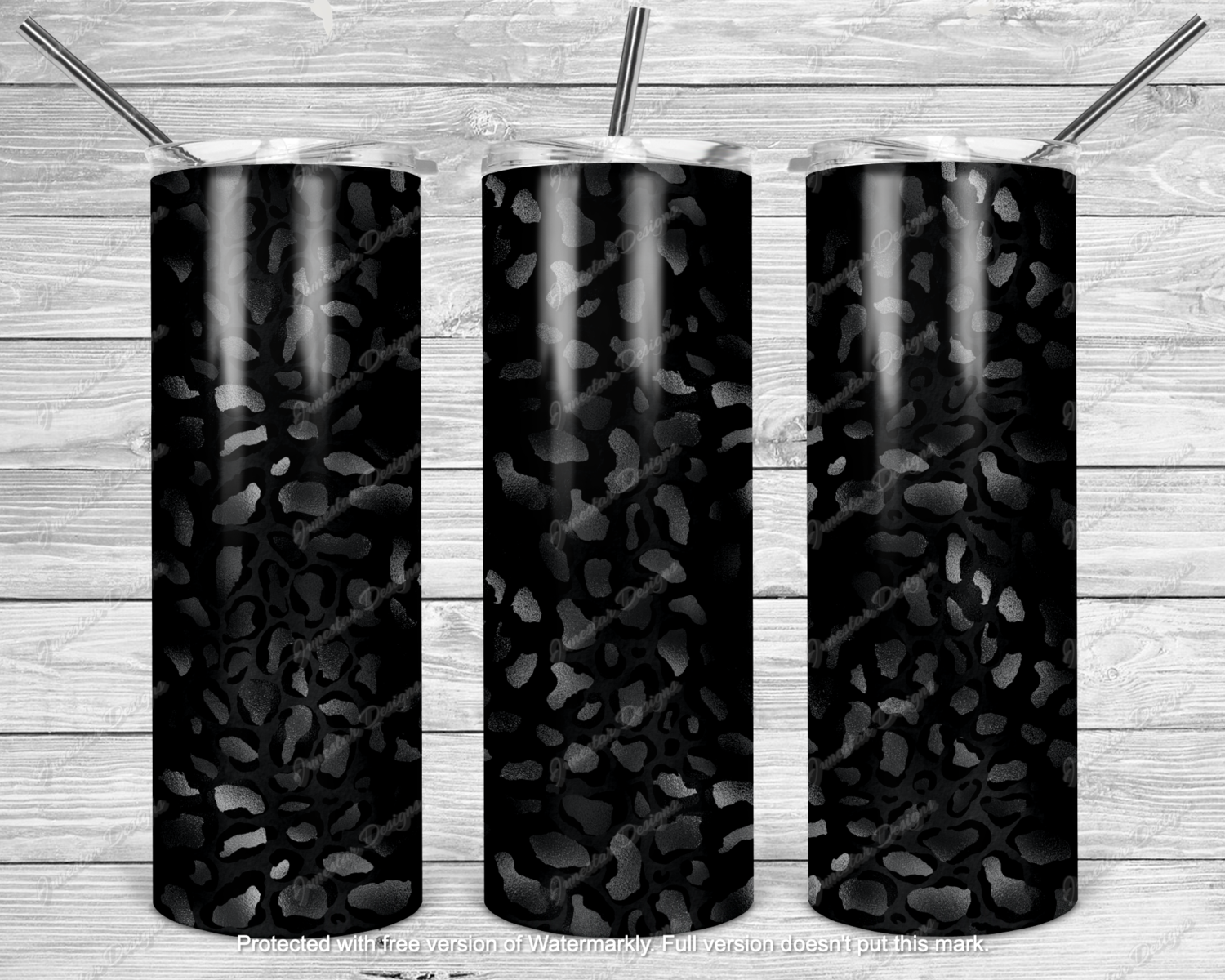 Black leopard tumbler transfer