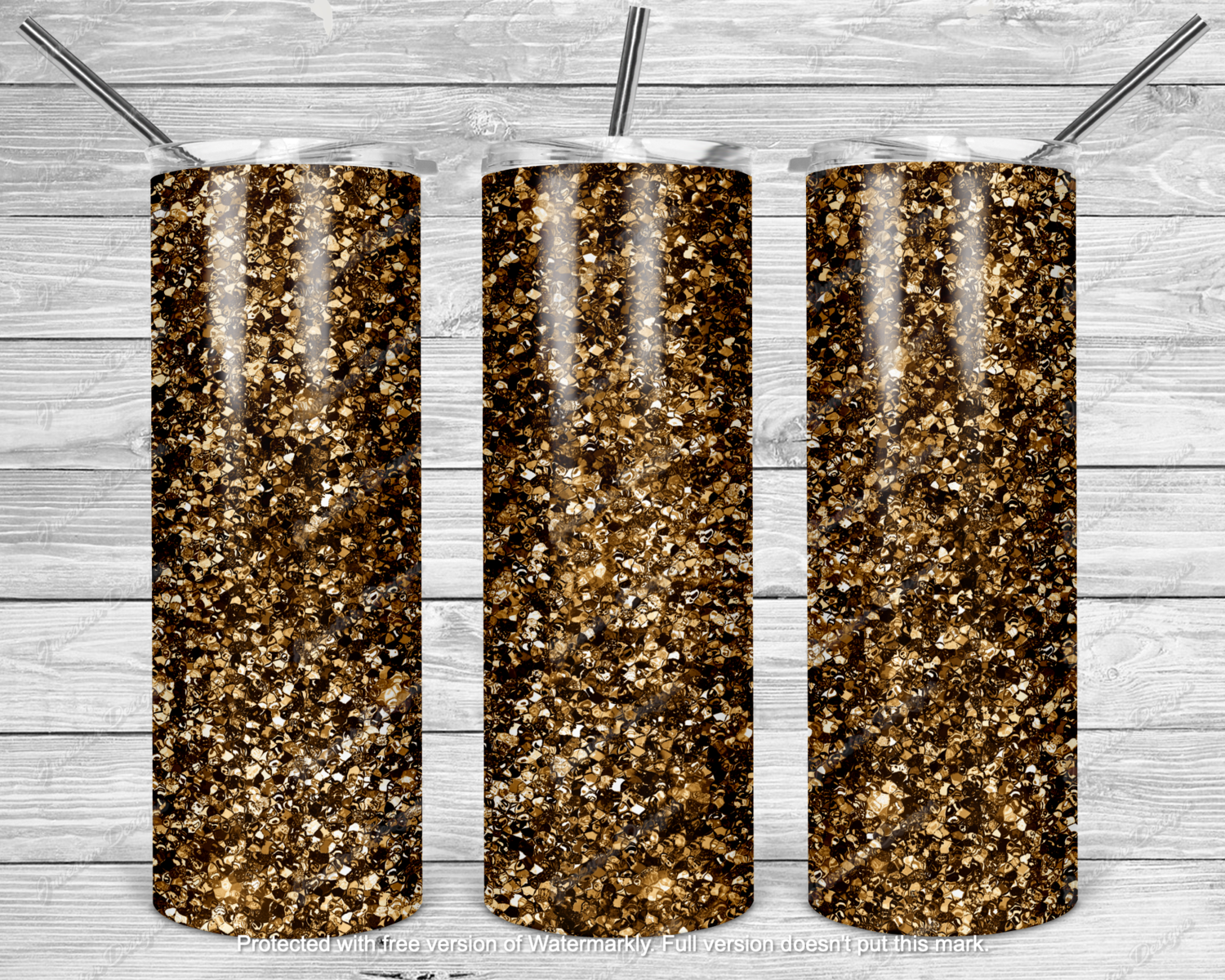 Gold glitter tumbler transfer