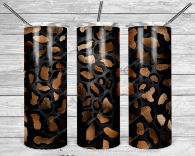 Gold &amp; grey leopard tumbler transfer