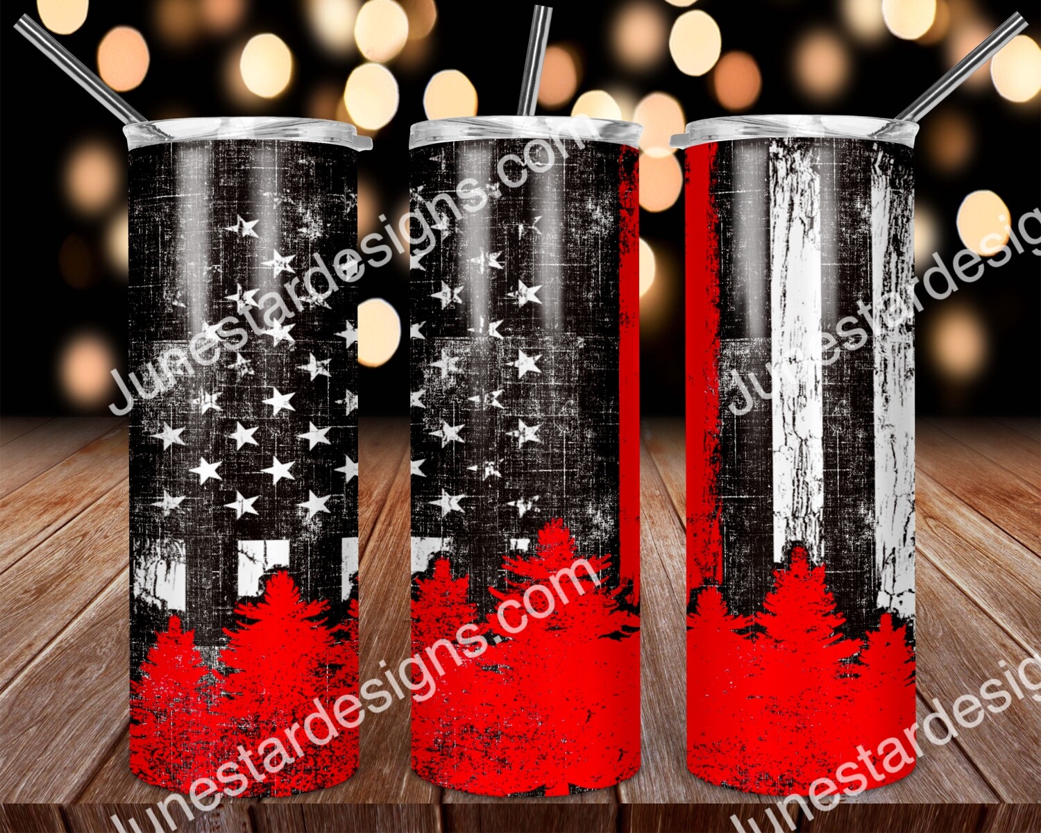Firefighter red trees (4 colors)  transfer