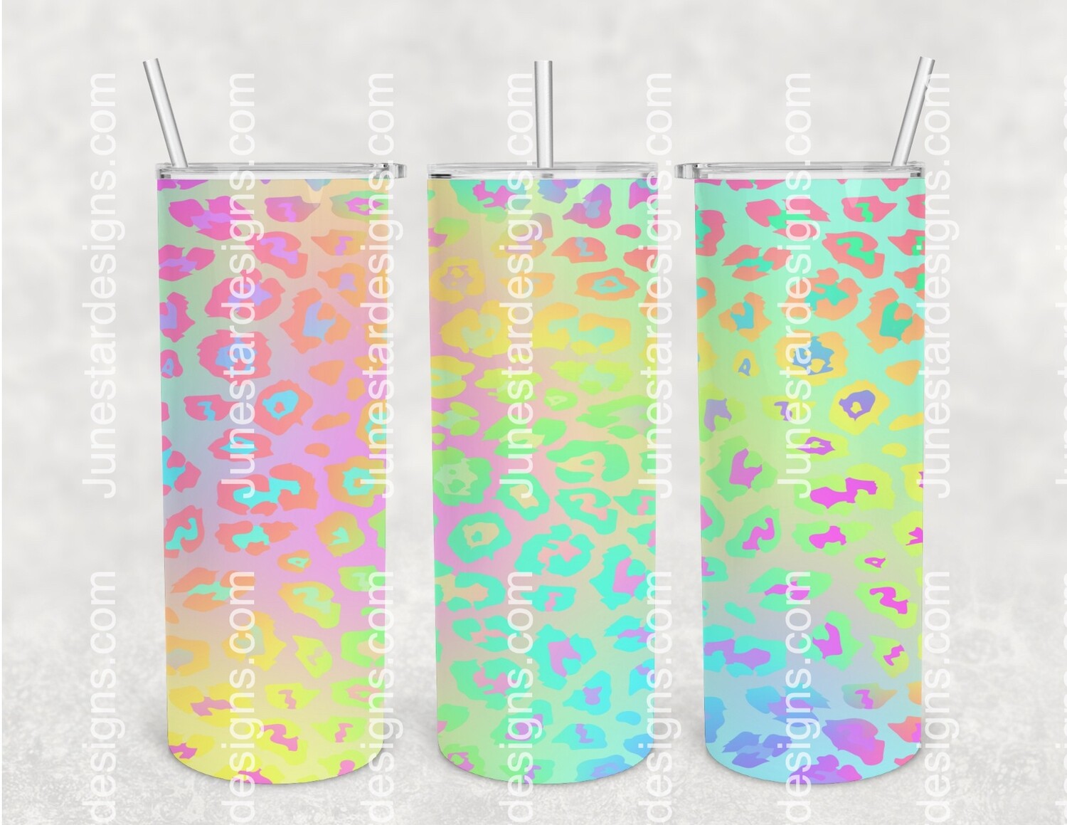 Pastel rainbow leopard print transfer