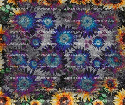 Sun flowers Purple &amp; Blue