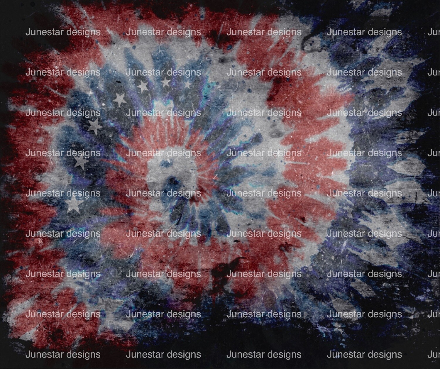 Red White &amp; blue tie dye faded