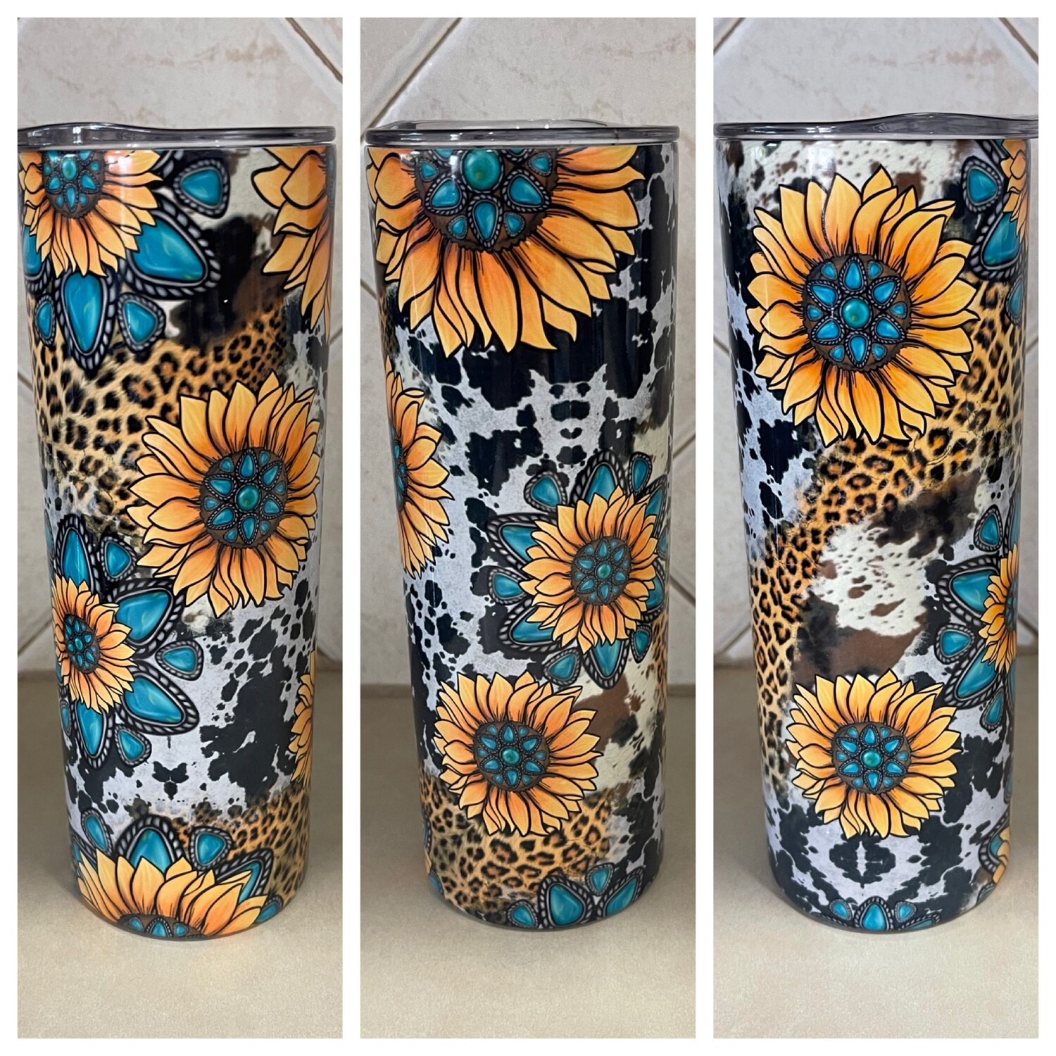 Leopard sunflower cowhide
