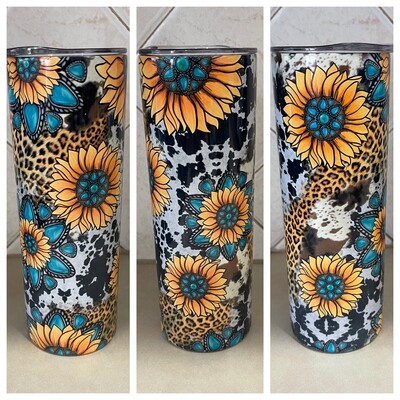 Leopard sunflower cowhide