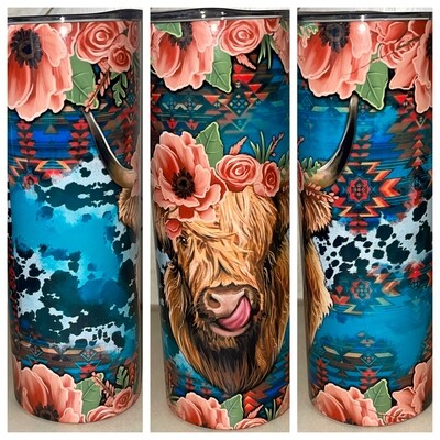 Floral highland cow
