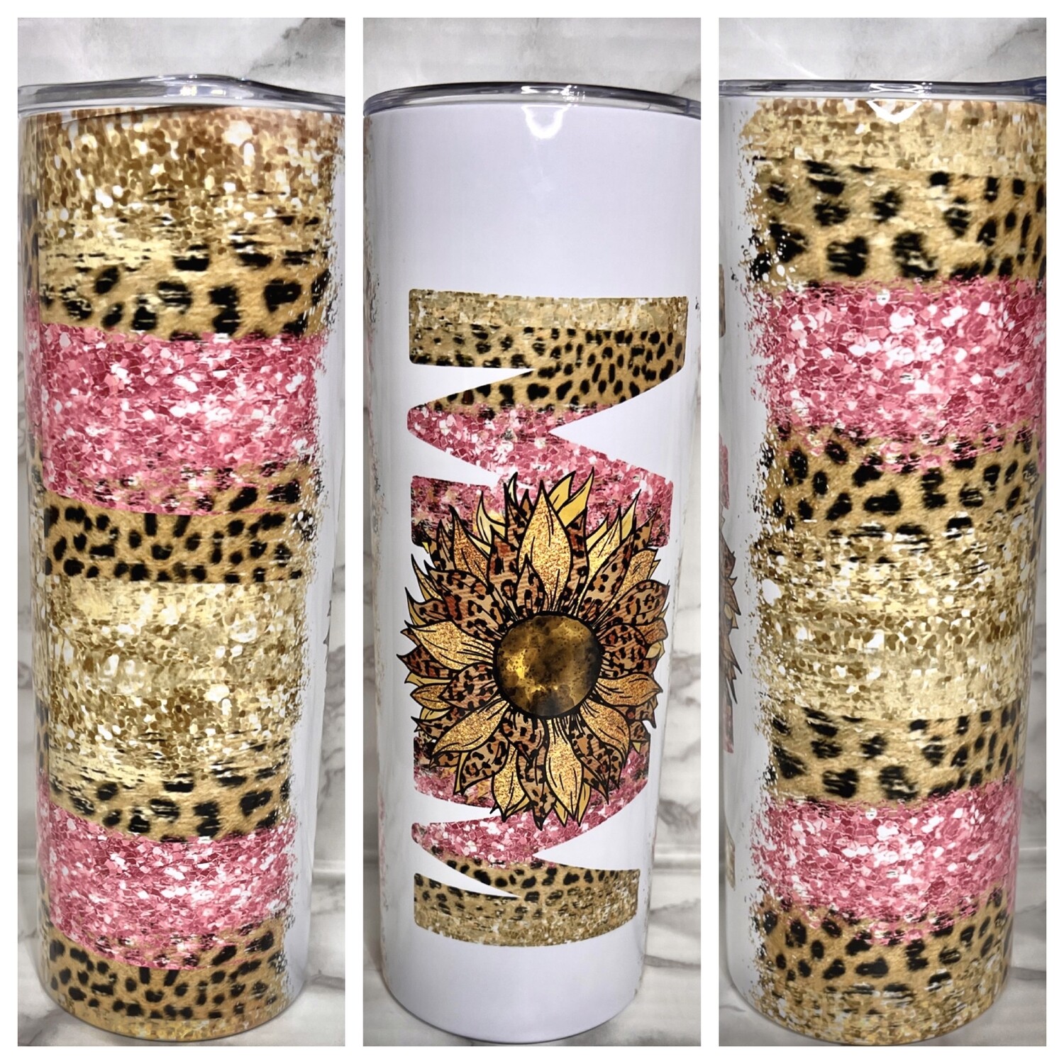 Leopard glitter sunflower mom