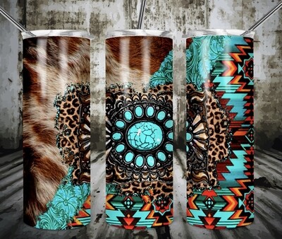 Cowhide Gemstone Aztec tumbler
