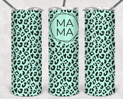 Turquoise leopard mama tumbler