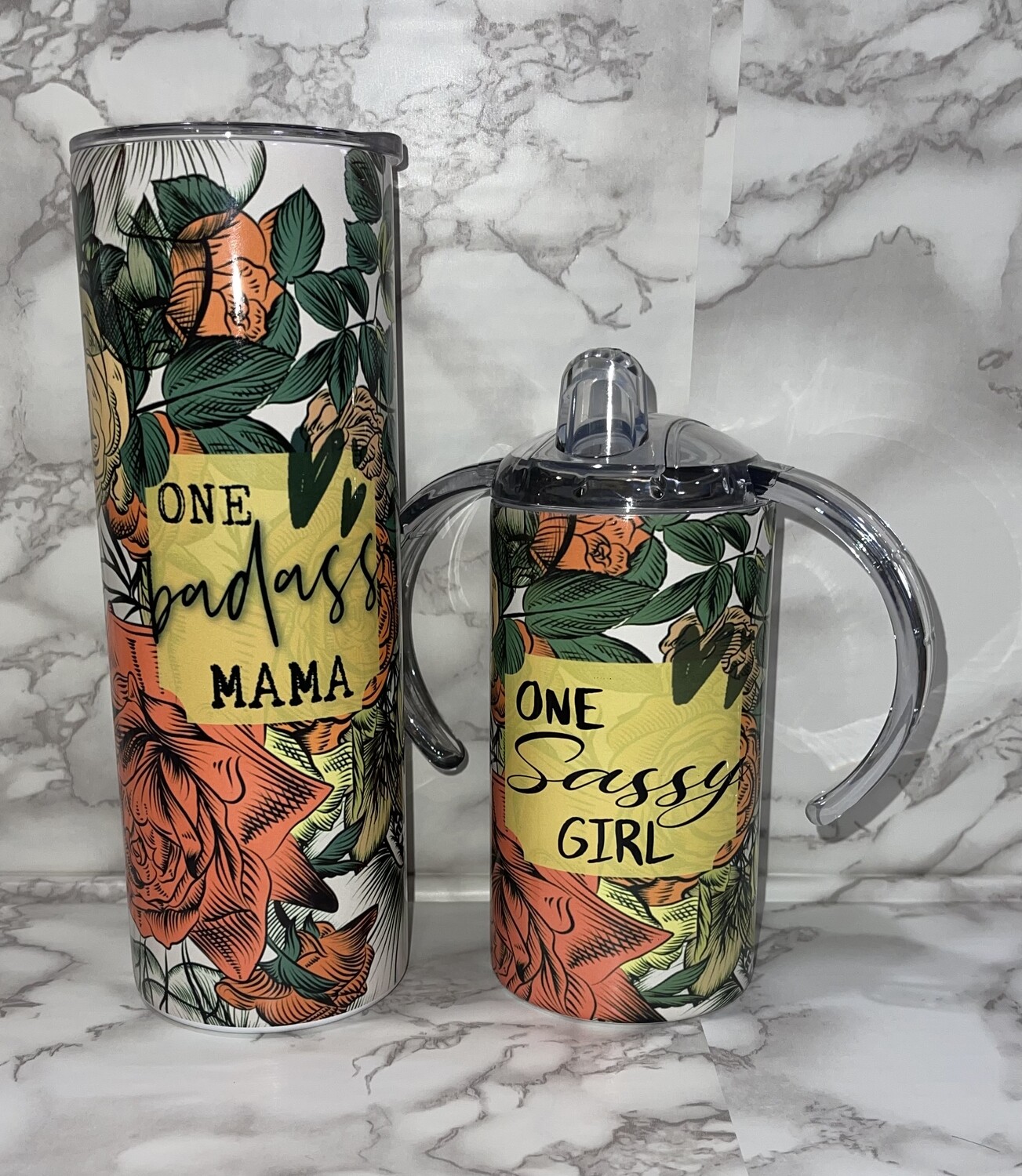 Mama &amp; Mini roses tumbler set