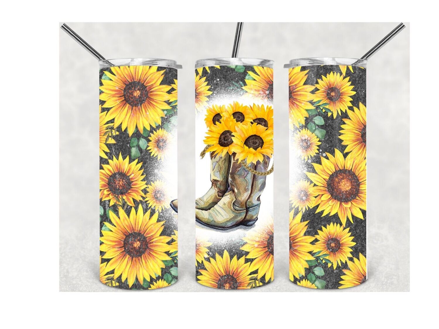Cowgirl boots and sunflowers