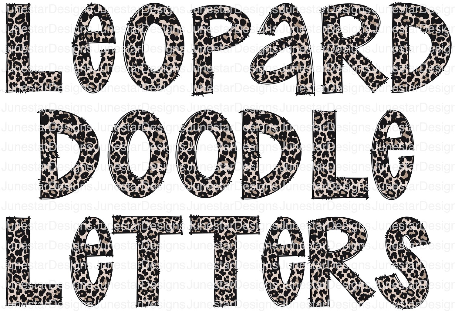 Leopard doodle letters
