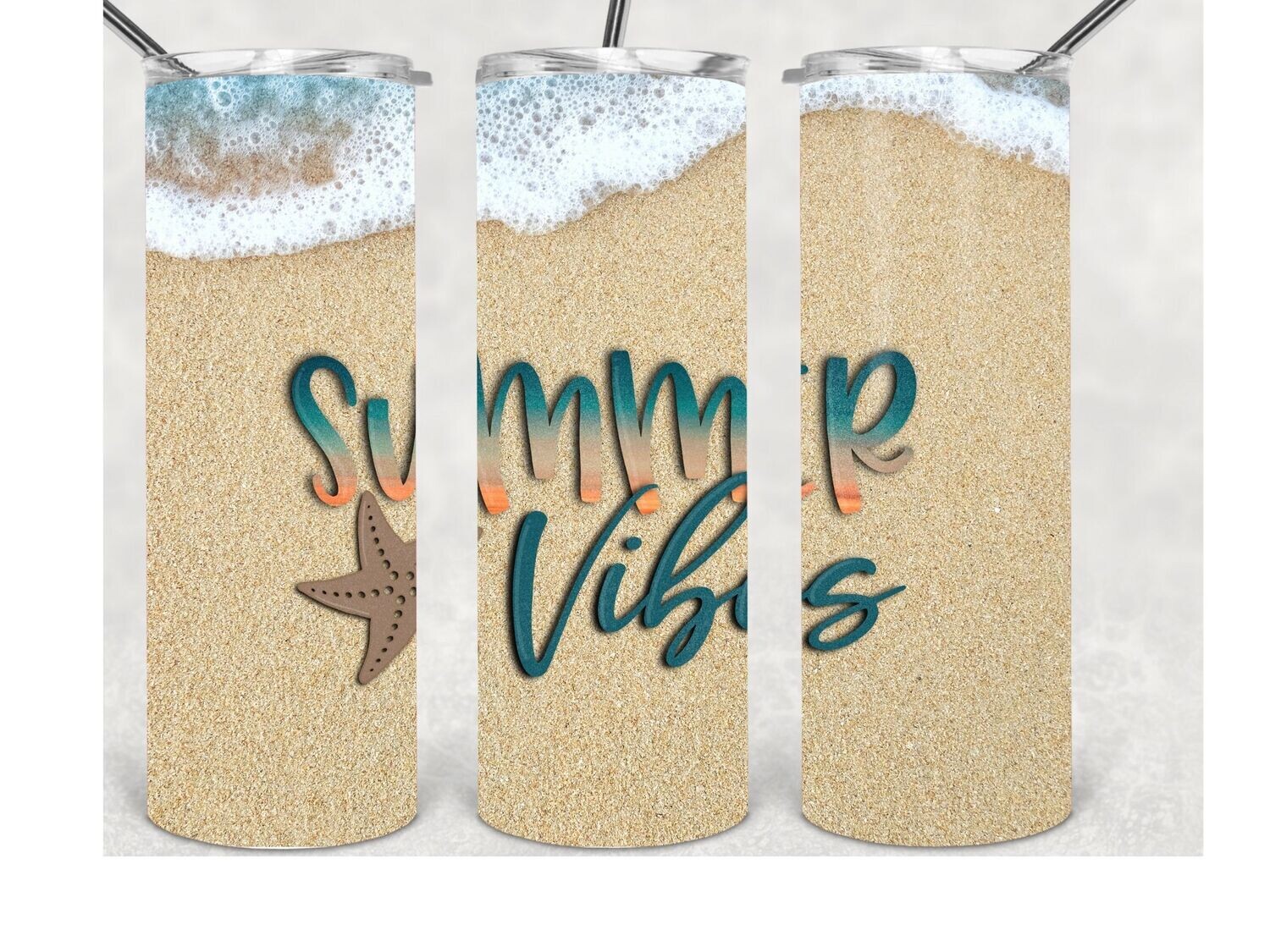 Summer vibes beach tumbler design