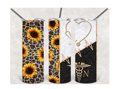 Leopard Sunflower RN tumbler