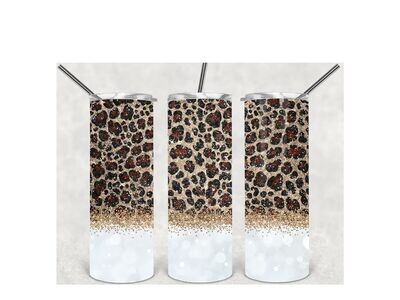 Glitter leopard tumbler