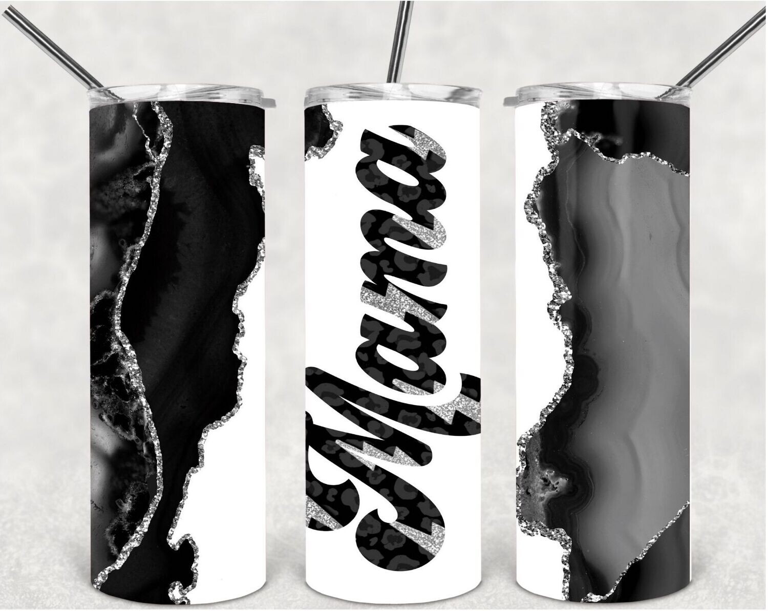 Black agate mama tumbler design