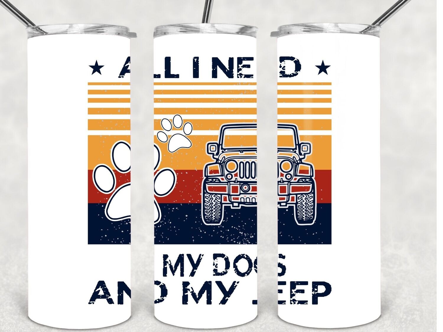 Jeep and dog tumbler