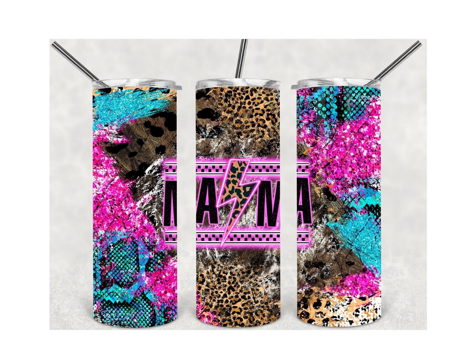 Leopard &amp; turquoise mama tumbler