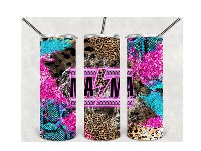 Leopard &amp; turquoise mama tumbler