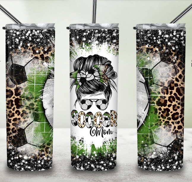 Leopard soccer mom tumbler