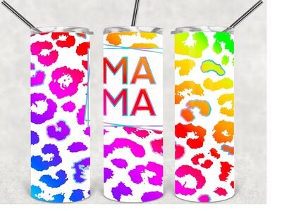 Leopard rainbow mama tumbler