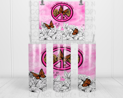 Colored peace &amp; butterflies tumbler