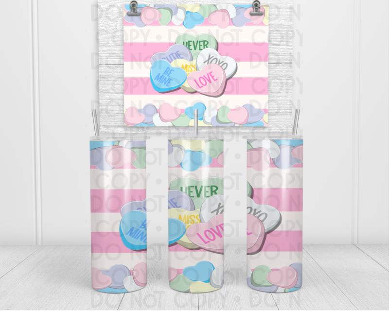 Conversation hearts tumbler