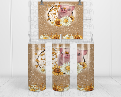 Pig sunflower butterfly tumbler
