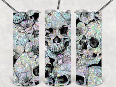 Glitter skull tumbler