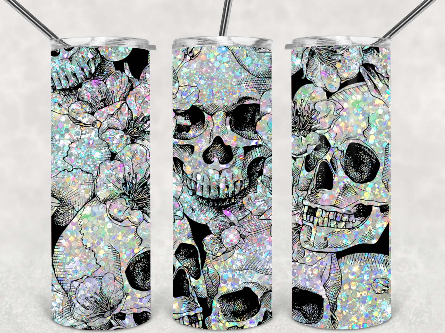 Halo glitter skull transfer